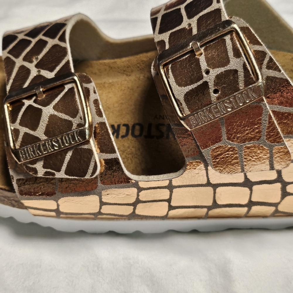 Birkenstock Arizona Gator Gleam Sandals Womens Size 41 / US 10  Copper NWT - Picture 8 of 11